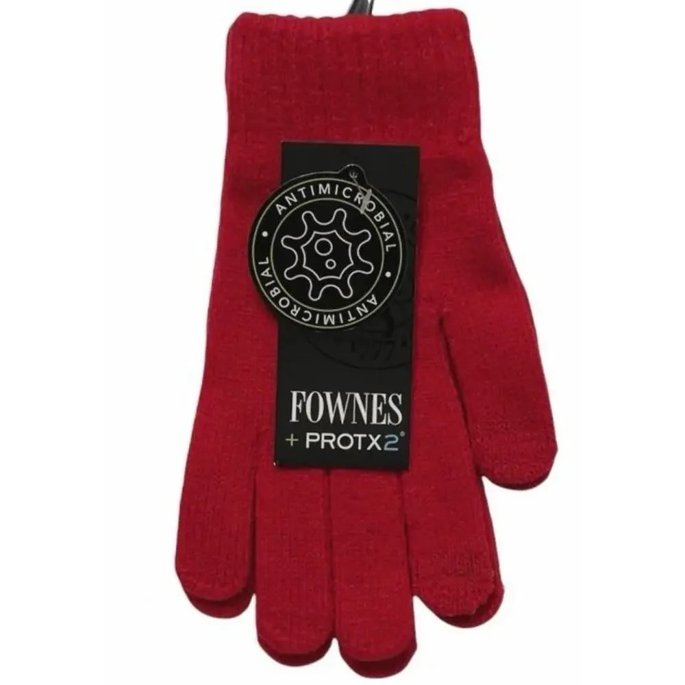 Fownes Brothers Antimicrobial Protx2 Knit Touch Screen Tech Gloves OneSize Red‎
